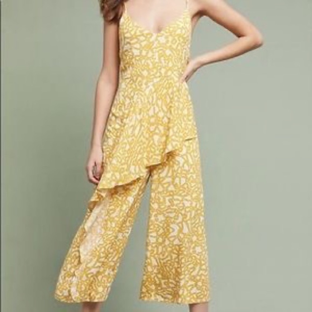 Anthropologie Yellow Ruffle Jumpsuit 🌞